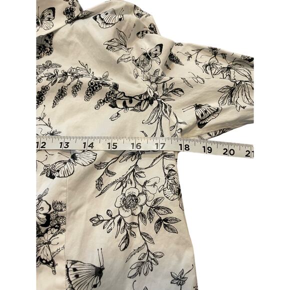 Talbots womans button up sz 6 button up  Black /White butterfly flowers classic - Picture 8 of 8